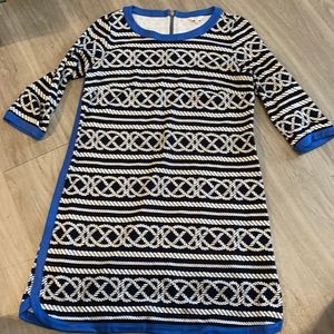 Crown And Ivy Nautical Rope Stretchy Dress with Gold Zipper back and 3/4 Sleeves
